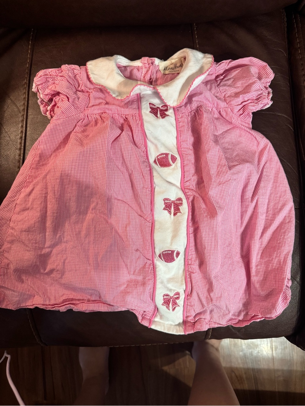Girls Pink Gingham football and bows dress marie nicole